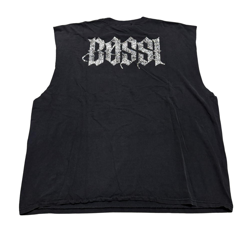 Bossi 'Skulls in Smoke' Vintage Rhinestone Cutoff Tee