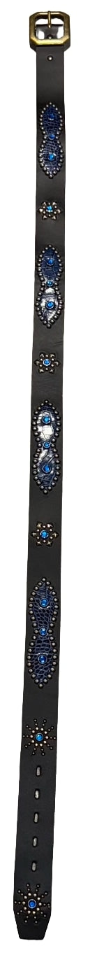 Studded 'Blue Gem/Blue Scale' Black Belt