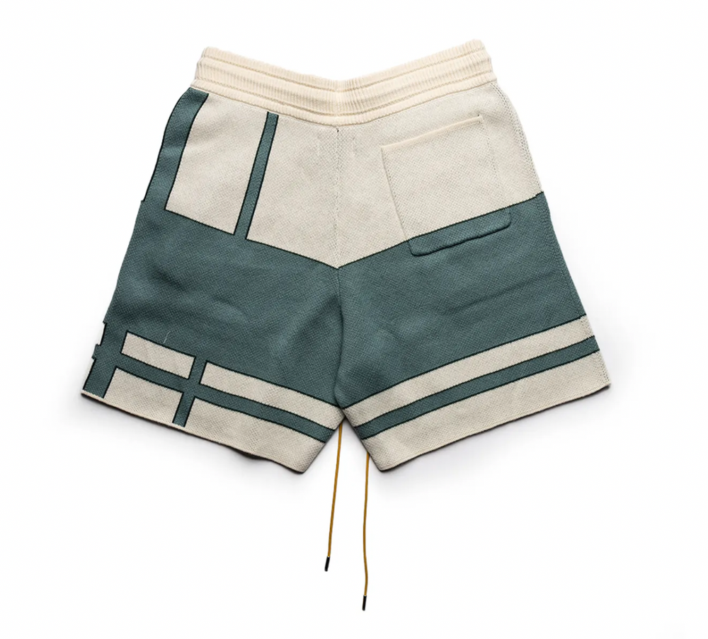 Rhude 'Palm' Ivory/Sage Knit Shorts