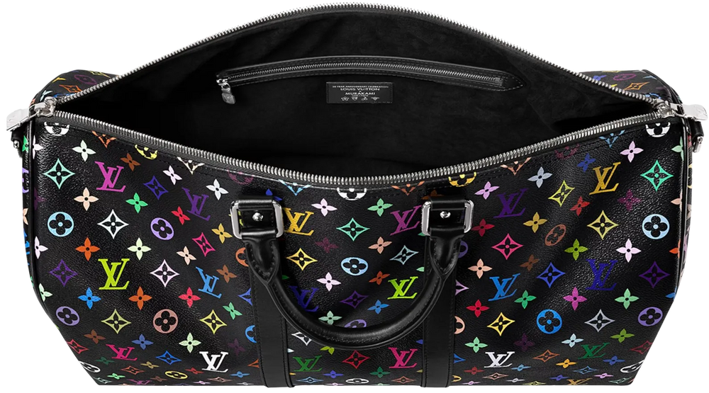 Louis Vuitton x Takashi Murakami 'Rainbow Monogram' Black 50 Keepall Duffle