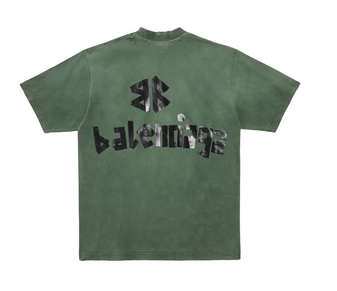 Balenciaga 'Tape Logo' Green Tee