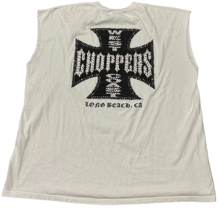 West Coast Choppers 'Long Beach, CA' Vintage Rhinestone Cutoff Tee