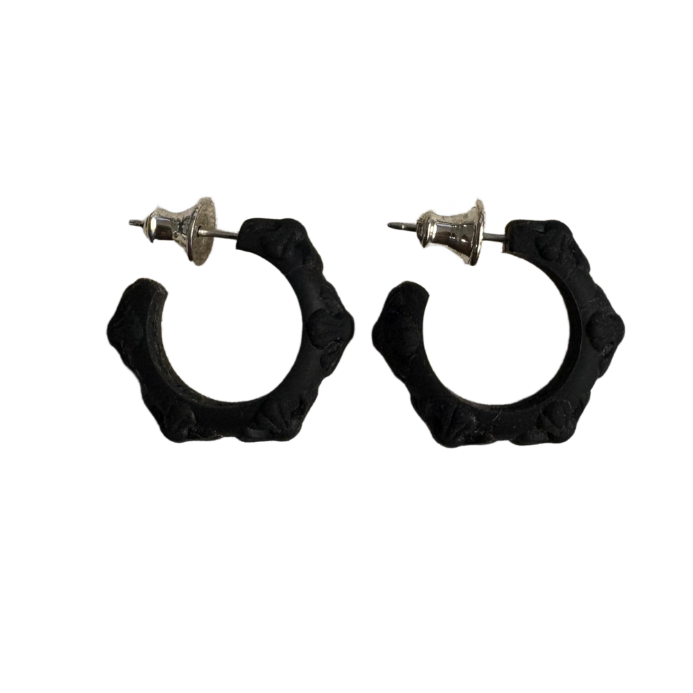 Chrome Hearts 'Black' Silicon Plus Cross Earrings