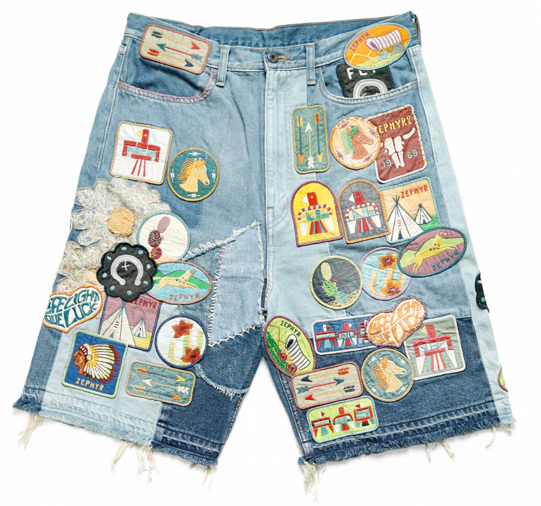 Kapital 'Patch' Denim Shorts