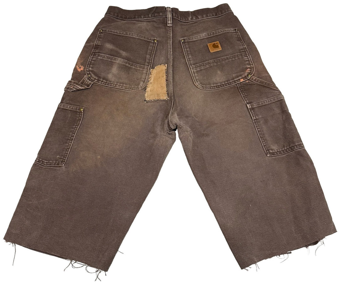 Carhartt 'Brown' Distressed Double Knee Carpenter Cutoff Shorts