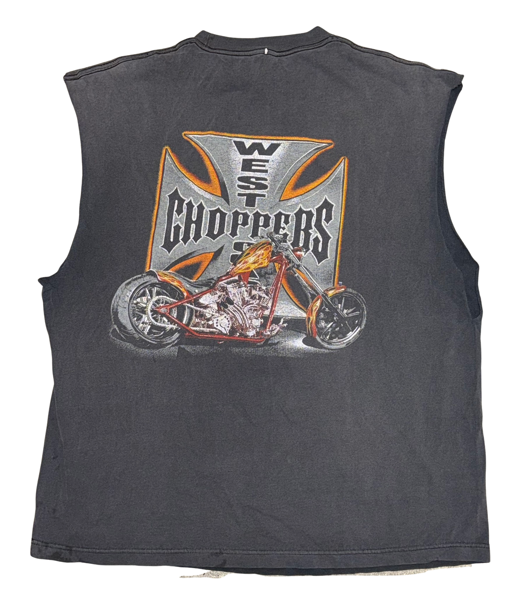 West Coast Choppers 'Flame Bike' Vintage Black Cutoff Tee