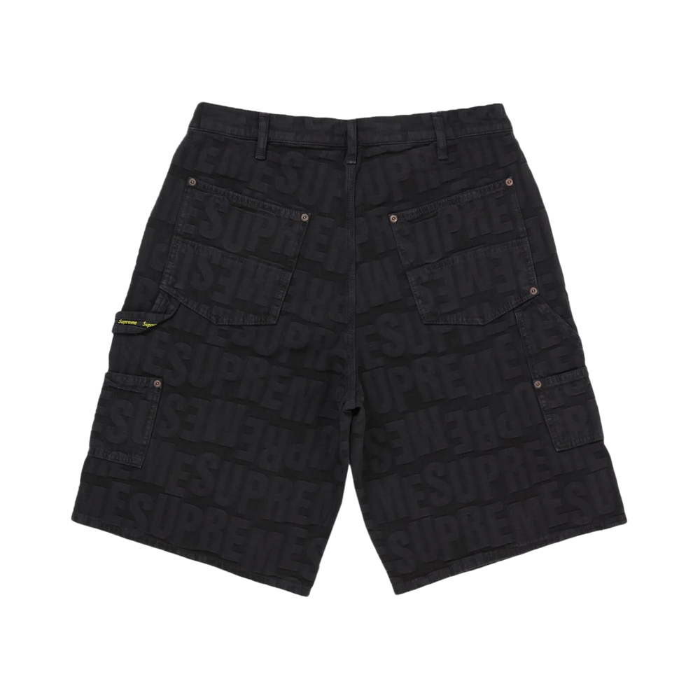 Supreme Repeat Jacquard Double Knee Denim Short Black