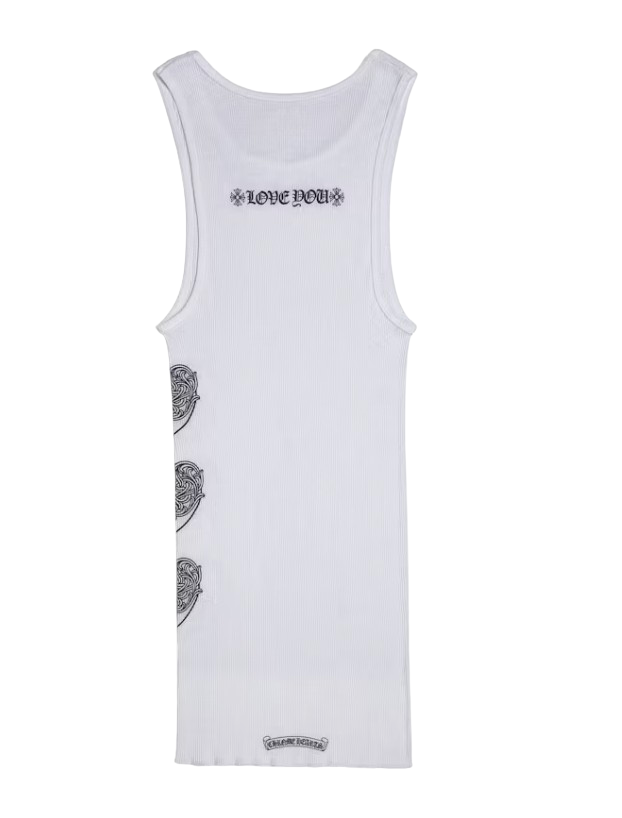 Chrome Hearts 'Love You' Floral Heart White Tank Top