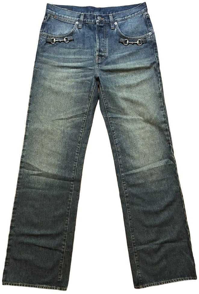 Gucci Horsebit 'Demna' Washed Denim Jeans
