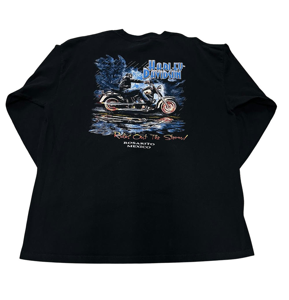 Harley Davidson 'NYC Flame Motor' Vintage Long Sleeve