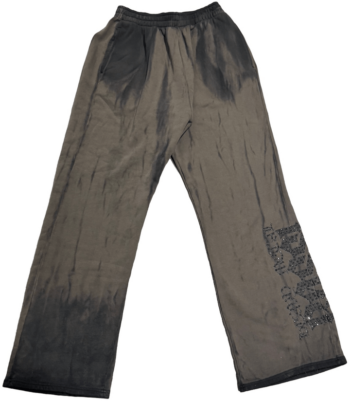 Bossi 'Black Heavy Metal' Brown Rhinestone Sweatpants