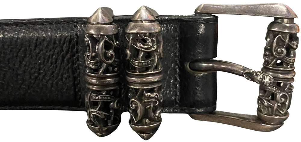 Chrome Hearts 'Double Roller' Celtic Black Leather Belt