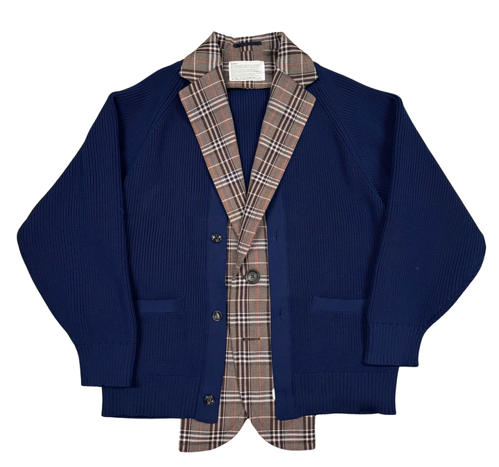 Kolor 'Plaid' Navy Cardigan Jacket