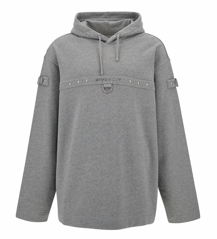 Givenchy 'Metal Details' Grey Fleece Hoodie