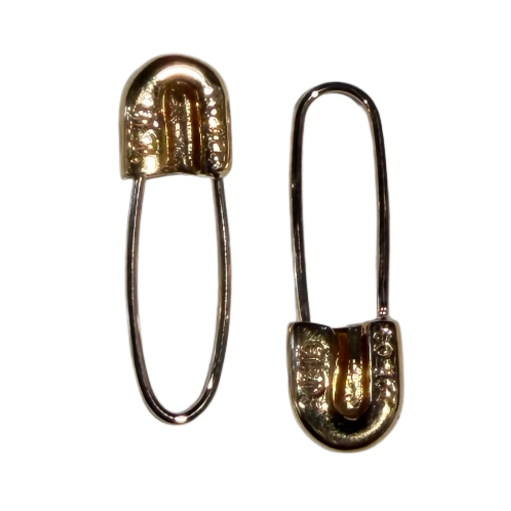 Chrome Hearts 'Gold Plus Cross' Safety Pin Earrings