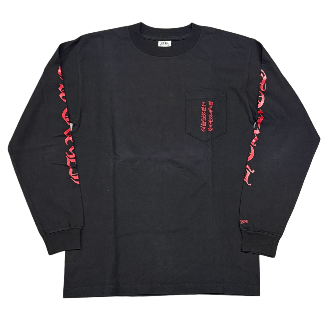 Chrome Hearts 'Red Script' Black Vintage Pocket Longsleeve Tee