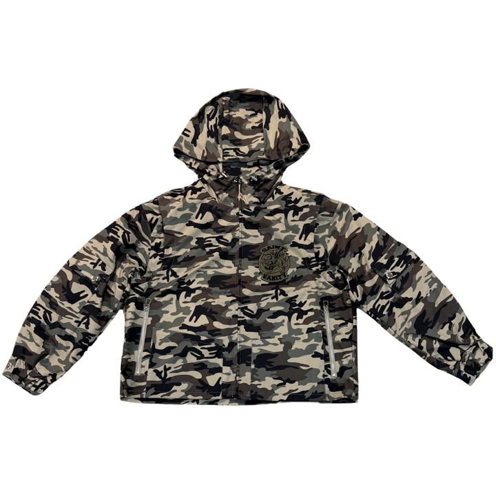 Saint Vanity 'Camo Patch Green' Zip Up Nylon Cargo Jacket