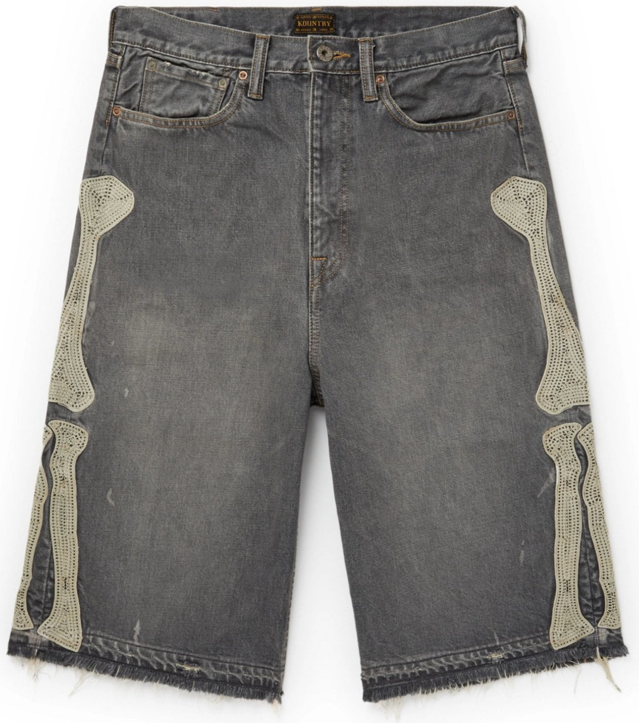 パンツ kapital bone black denim shortpants Kapital 14oz Denim 5P Shorts (BONE) | Black | Canoe Club