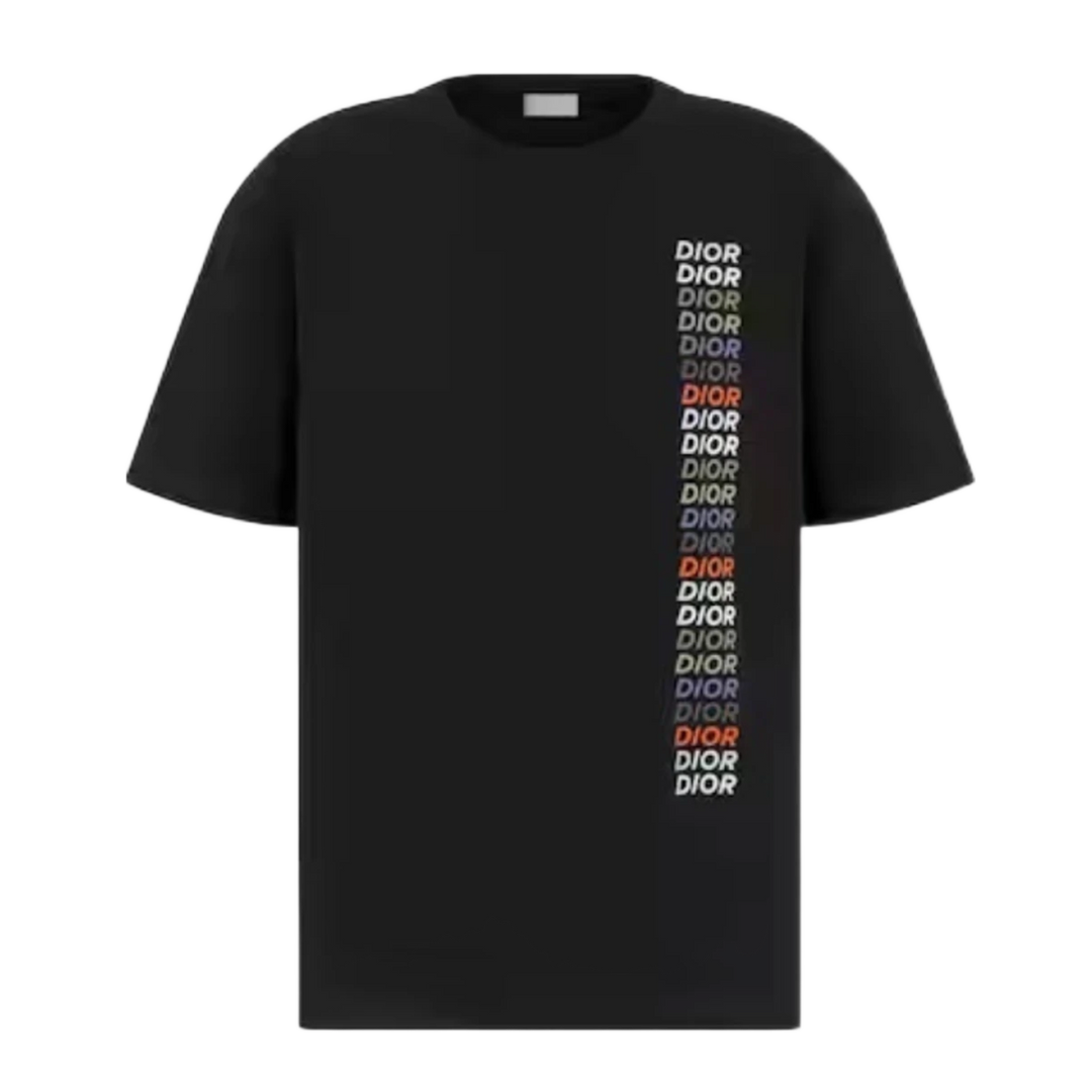 Dior 'Black' Vertical Multi Logo Tee
