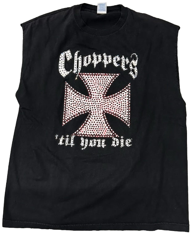 West Coast Choppers 'Choppers Till You Die' Rhinestone Vintage Cutoff Tee