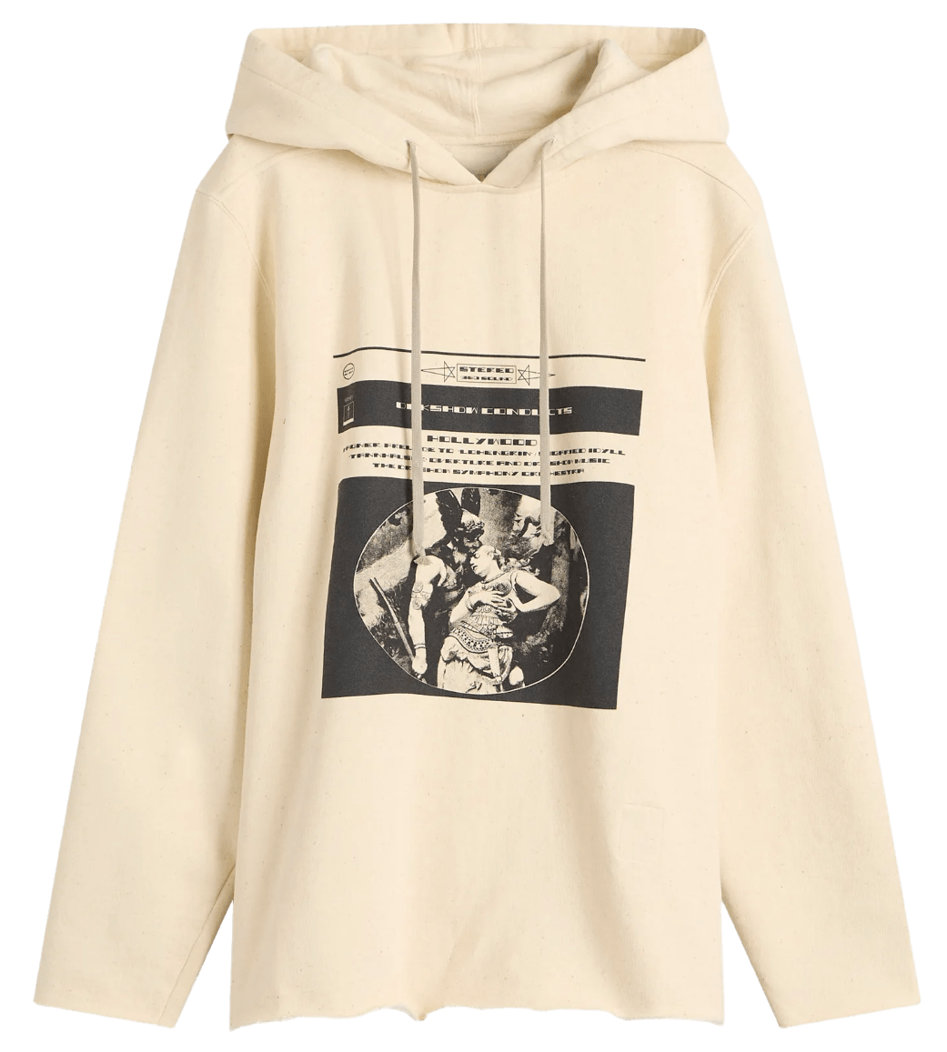 Rick Owens DRKSHDW Oversized Graphic Hoodie Tan