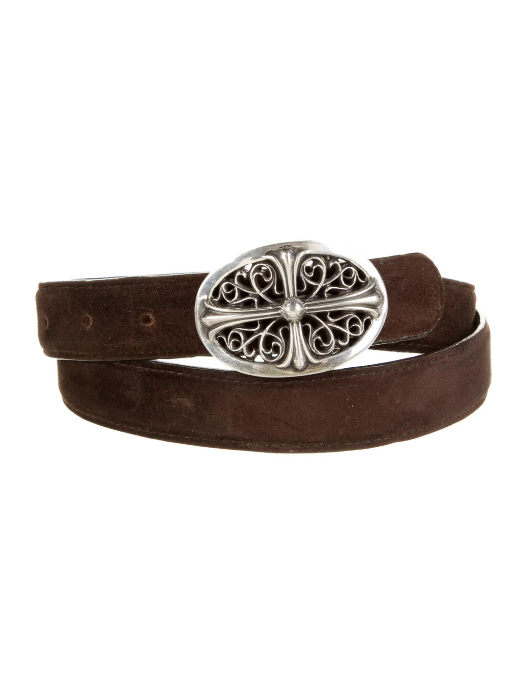 Chrome Hearts 'Floral Cross Buckle' Brown Belt