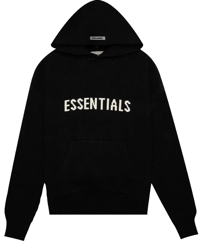 Fear of God Essentials 'Classic Logo' Black Knit Hoodie