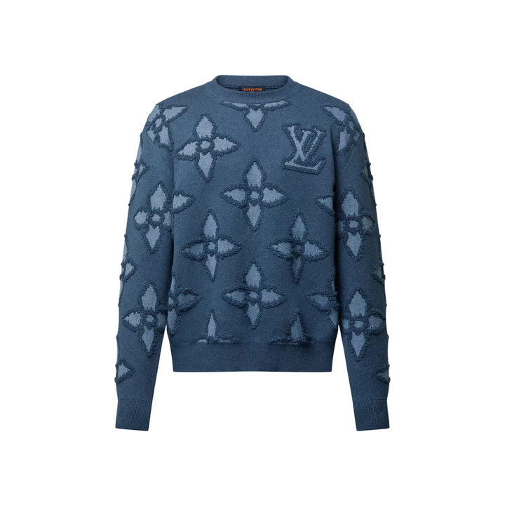 Louis Vuitton Textured Cotton Crewneck Indigo