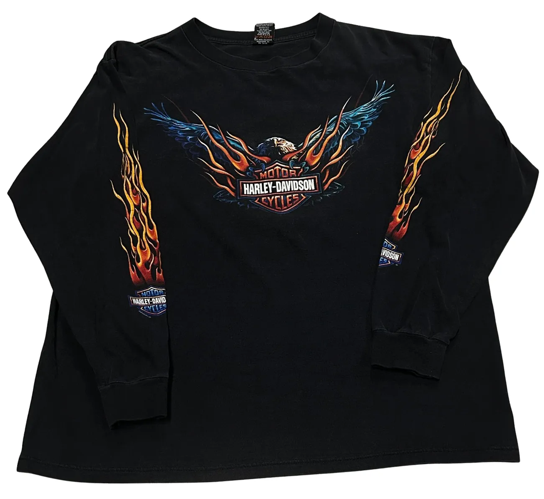 Harley Davidson 'Alexandria, VA' Flame Vintage Black Longsleeve