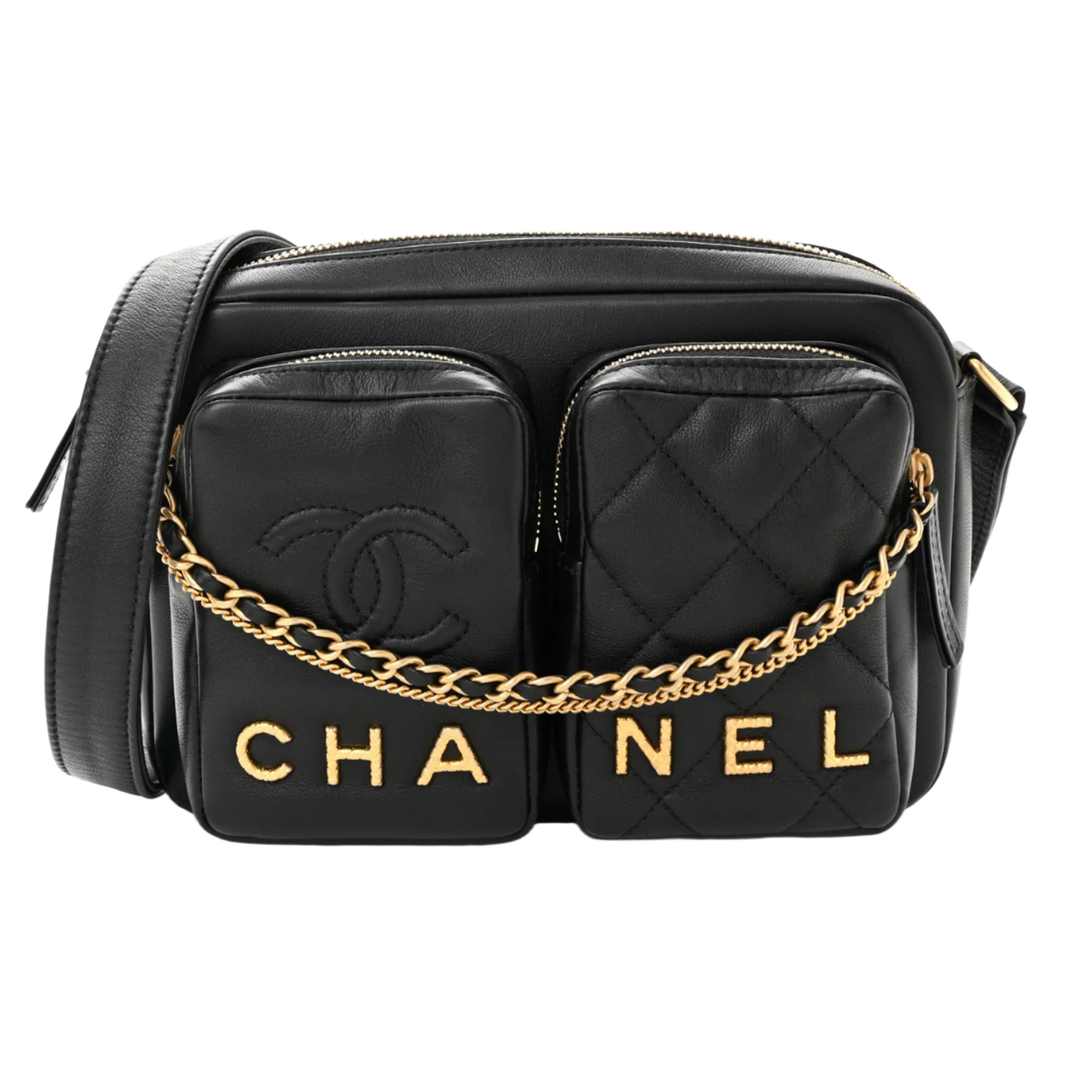 Chanel 23P 'Twin Pocket' Small Black Camera Bag