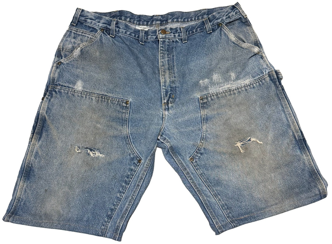 Carhartt 'Blue Denim' Distressed Double Knee Carpenter Shorts