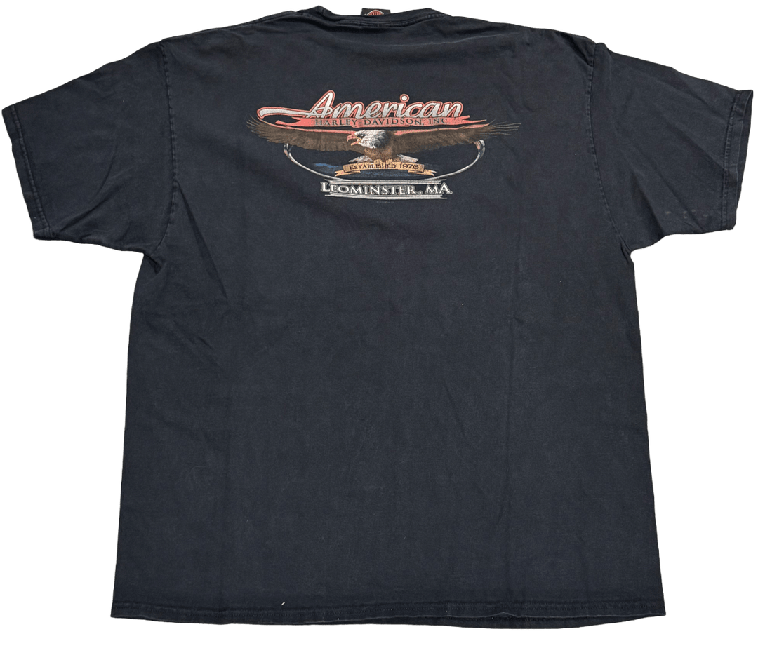 Harley Davidson 'Leominster MA' Vintage Black Tee