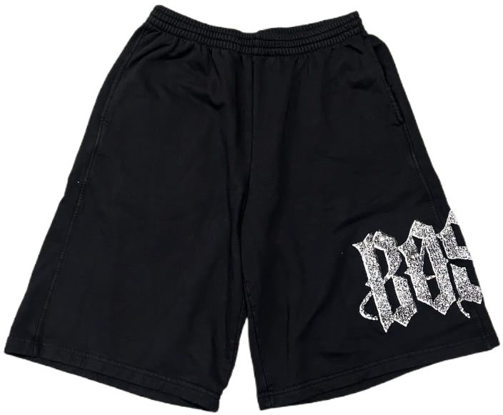 Bossi 'Mohawk White Skull' Rhinestone Sweatshorts