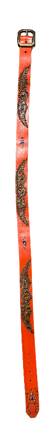 Studded 'Brown Scale Spider Gem' Orange Belt