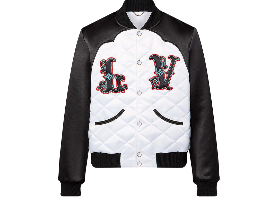 Louis Vuitton Bicolor Satin Bomber Jacket Black