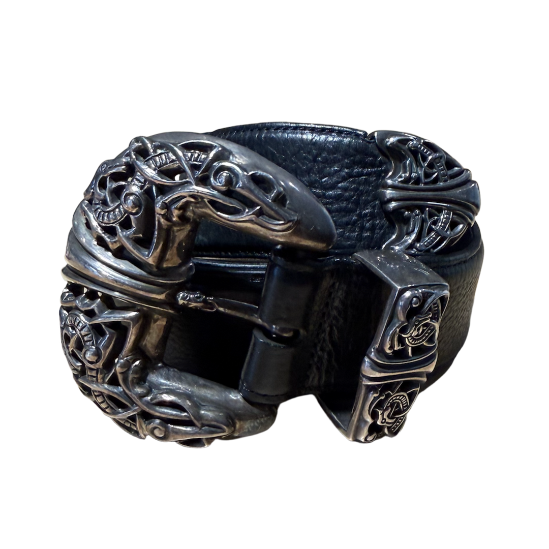 Chrome Hearts 'Western' 3-Piece Black Leather Belt