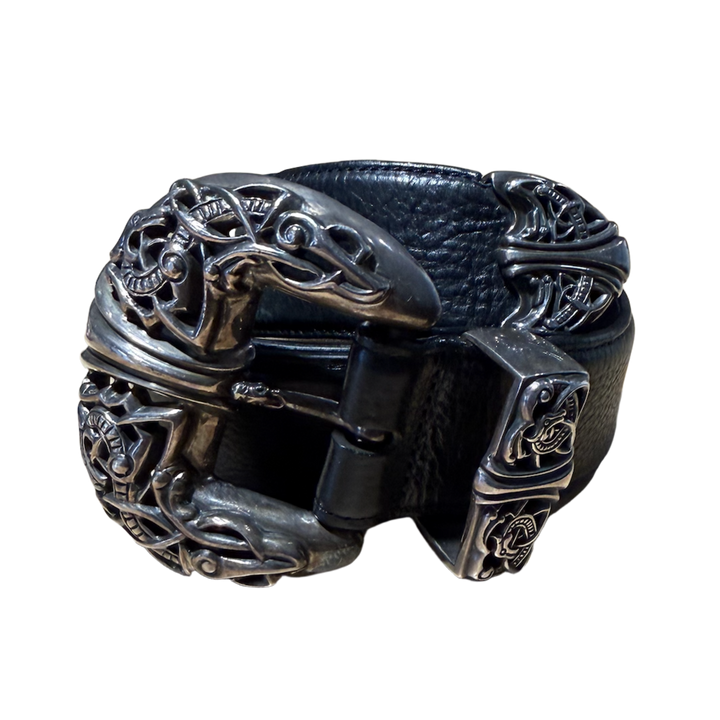 Chrome Hearts 'Western' 3-Piece Black Leather Belt