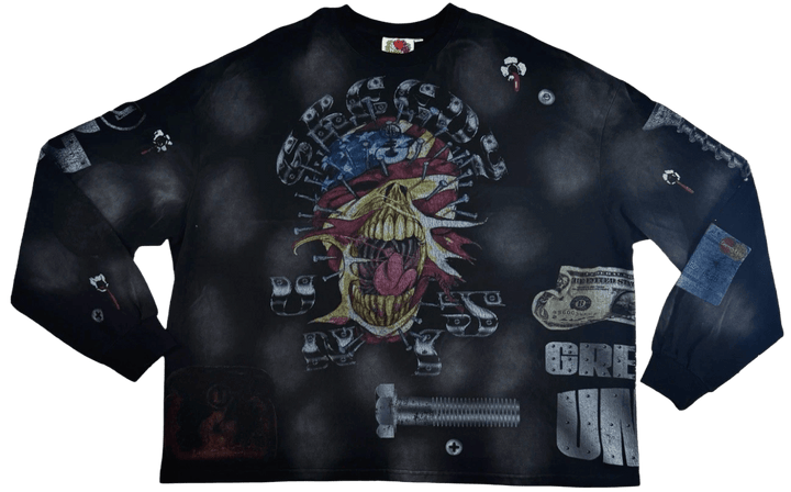 Greedy Unit 'Screw Head' All Over Black Longsleeve