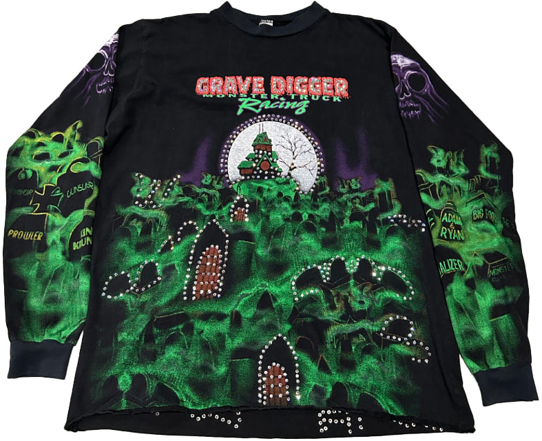 Grave Digger 'Haunted House' Vintage Rhinestone L/S