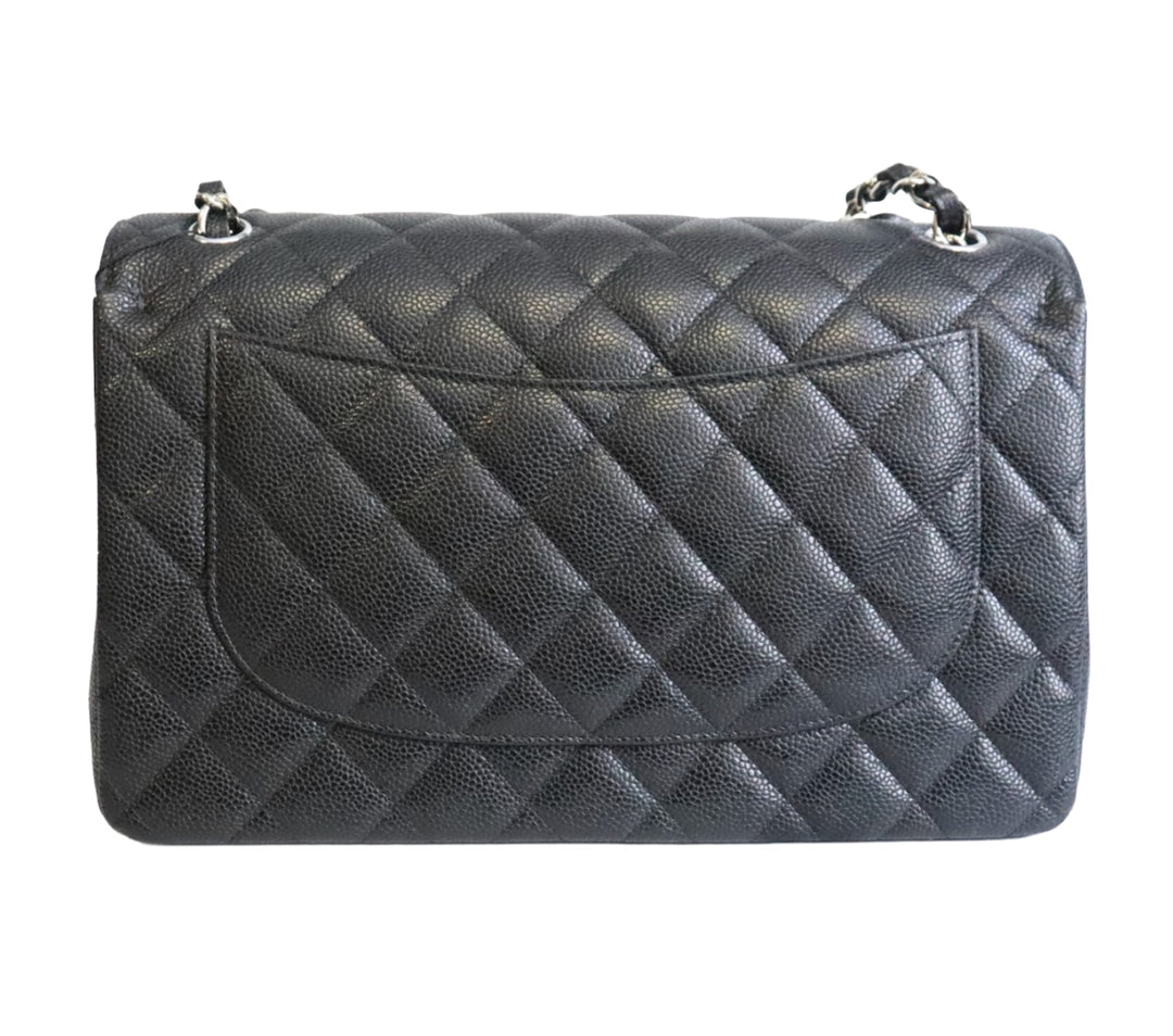 Chanel 'Black' Classic Caviar Jumbo Single Flap Bag