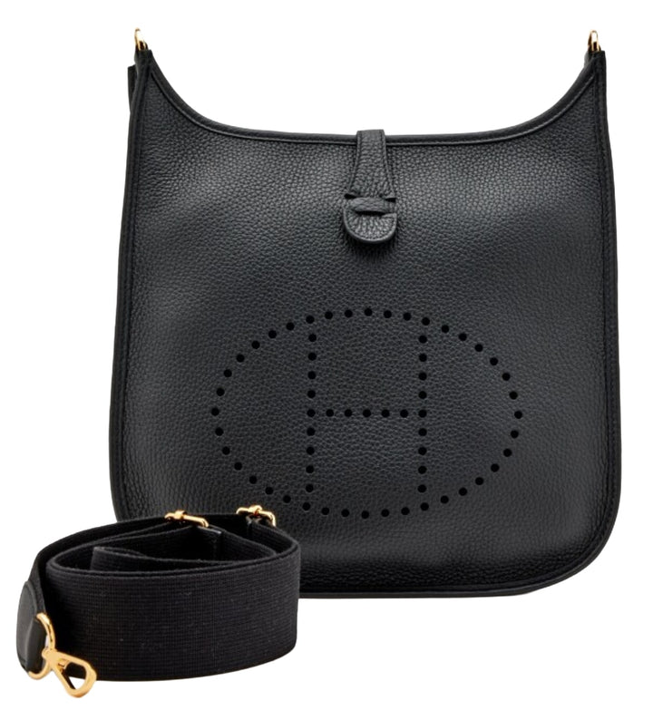 Hermes 'Black' Clemence Evelyne 3 PM 29 Bag
