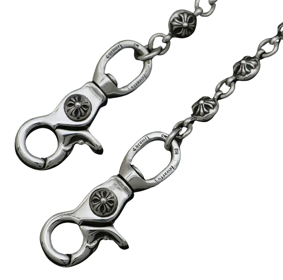 Chrome Hearts 'Plus Ball' 18in Silver Wallet Chain