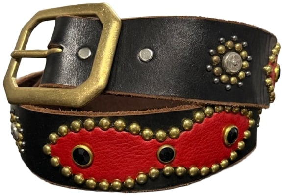 Studded 'Red Leather Galaxy' Belt