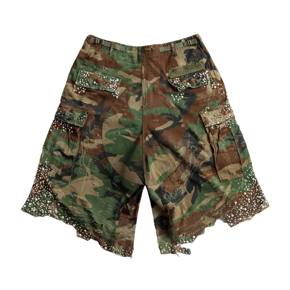 Mattias Gollin 'Camo' Sugi Studded Shorts