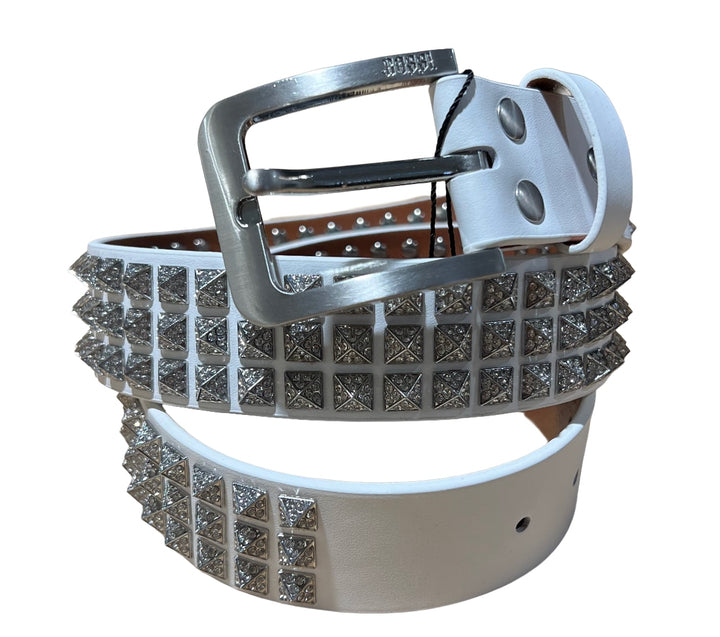 Bossi 'Silver on White' Studded Belt