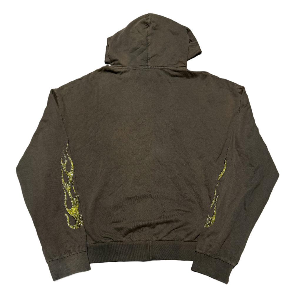 Bossi 'Yellow Flames' Vintage Grey Zip Up Hoodie