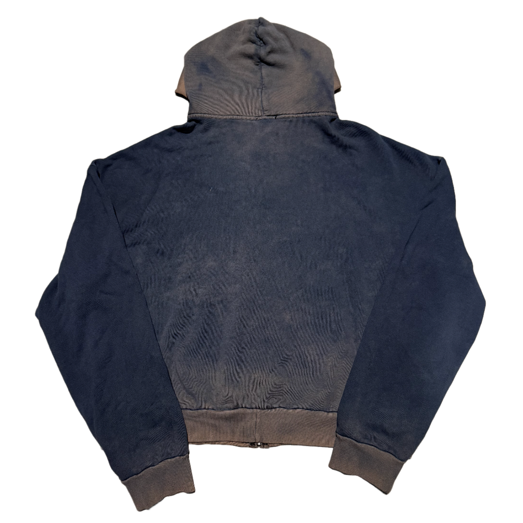 Bossi '5 Skulls' Washed Black Zip Up Hoodie