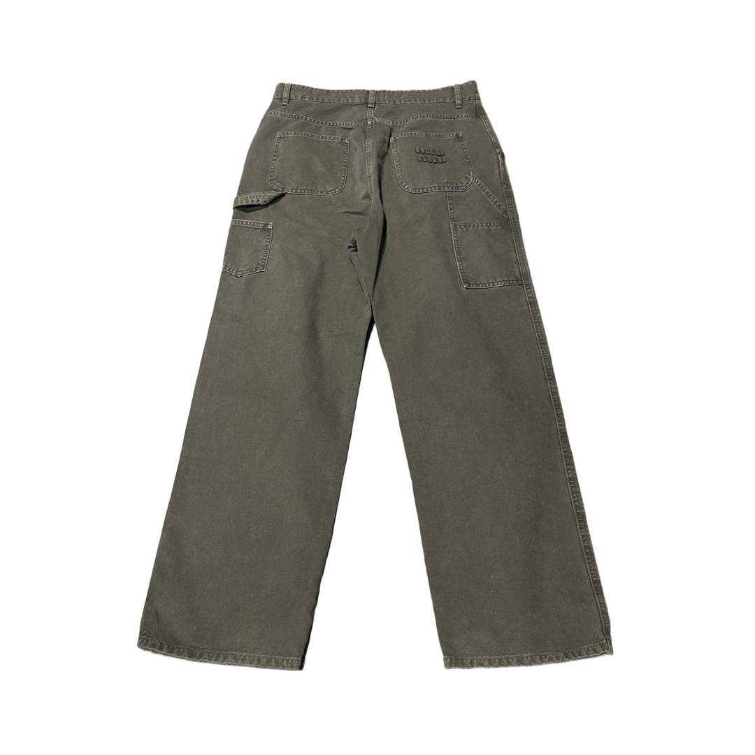 Miu Miu 'Olive' Cotton Canvas Carpenter Pants