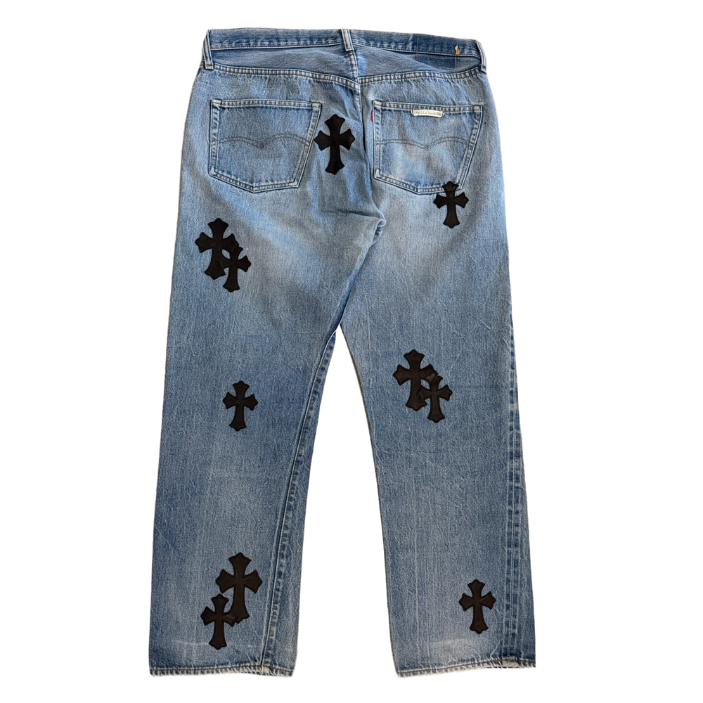 Chrome Hearts '20 Black Patch' Light Blue Wash Jeans