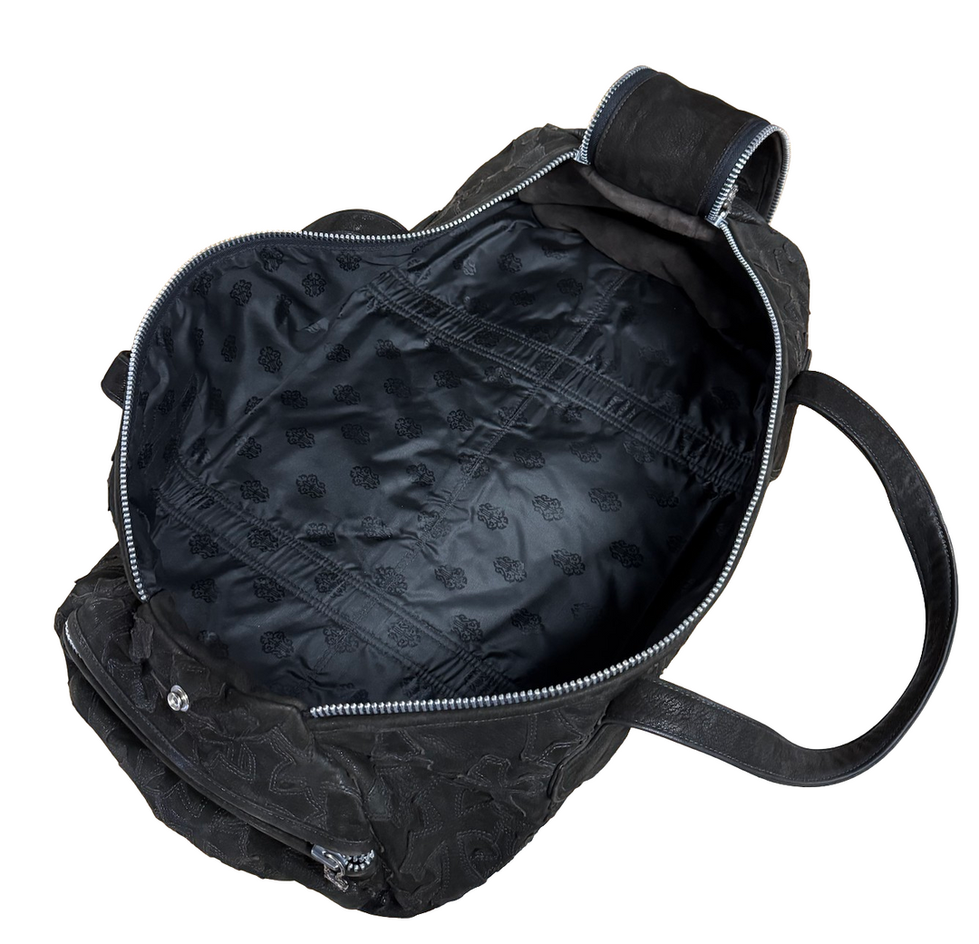 Chrome Hearts 'Flooded' Black Leather Cross Patch Duffle Bag